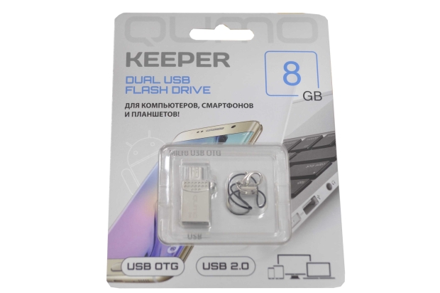 22466 Флэш Qumo 8GB Keeper c двумя коннекторами