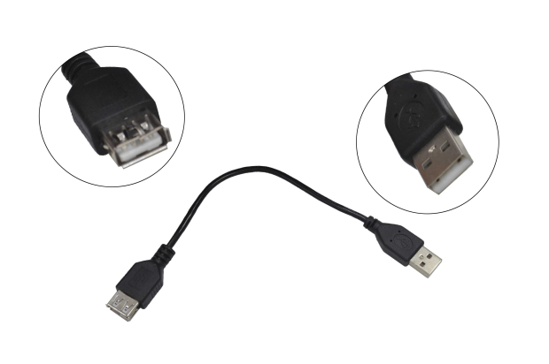 Шнур Dialog HC-A5901 ( CU-0102 black) USB A(M) - USB A(F), ver 2.0, 0.15м, в пакете