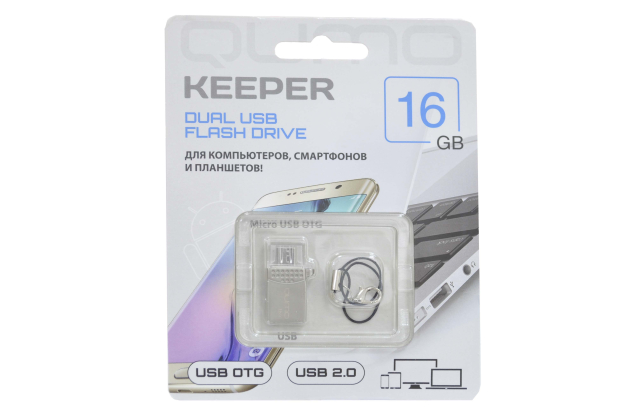 22467 Флэш Qumo 16GB Keeper c двумя коннекторами