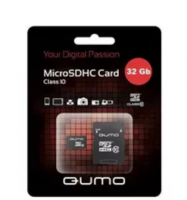 24629 Карта памяти Qumo microSDHC 32Gb Class10 без адаптера (черно-зеленый)