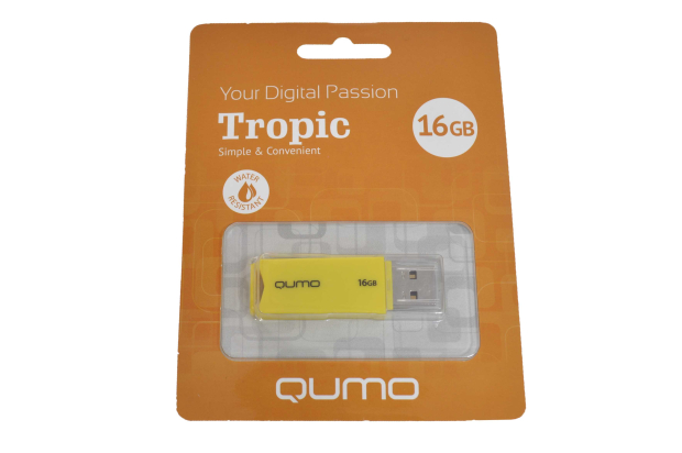 18480 Флэш Qumo 16Gb USB 2.0 Tropic (желтый)