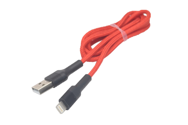 22557 Кабель Walker C575 для iPhone, в матерчатой обмотке, красный