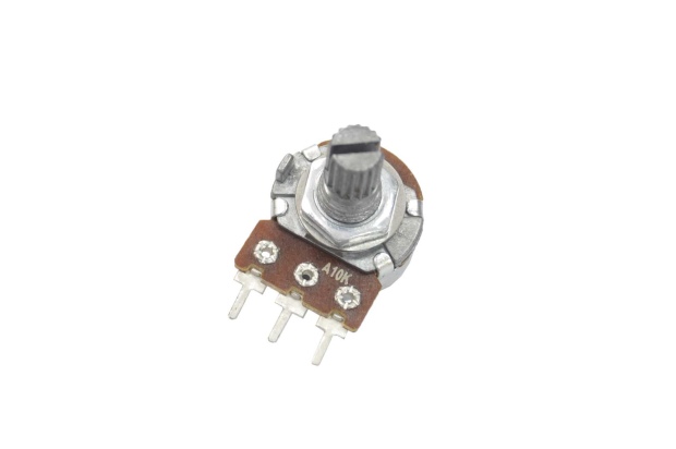 Резистор переменный 3pin A10K d=16mm L=15mm моно (с рифлением + шлиц) №010092