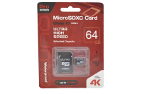 24628 Карта памяти Qumo microSDXC 64Gb Class10 с адаптером UHS-I U3 (черно-красный)