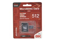 24636 Карта памяти Qumo microSDXC 512Gb Class10 с адаптером UHS-I U3 (черно-красный)