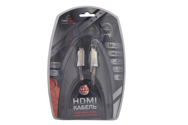 Кабель HDMI (19M-19M) 4.5m, ver. 2.0, Cablexpert, CC-P-HDMI02-4.5M Platinum