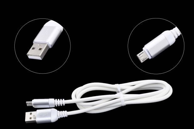 16834 Кабель Walker C560 USB-microUSB, прорезиненный, металл разьем, белый