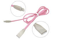 13620 Кабель Walker C710 для iPhone, Soft Touch, плоский, розовый