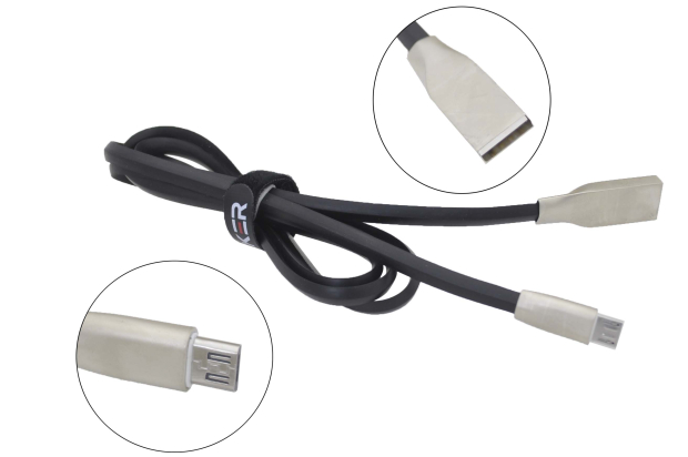 13603 Кабель Walker C710 USB -microUSB, Soft Touch, плоский, черный