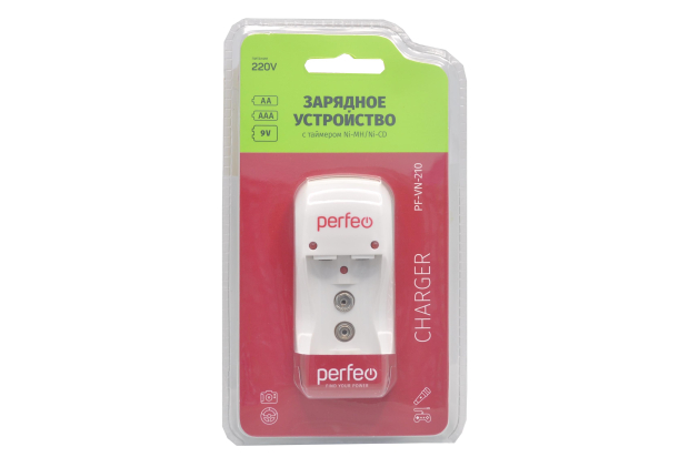 Зарядное устройство Perfeo PF-VN-210 AA/AAA/9V Крона таймер