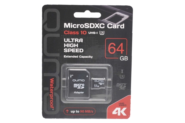 49812 Карта памяти Qumo microSDXC 64Gb Class10 (черная)