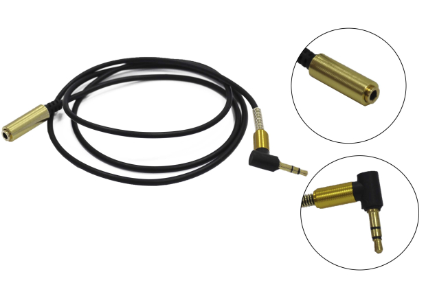 Шнур 3.5mm "шт" стерео - 3.5mm "гн" стерео 1.0м угловой gold X-012