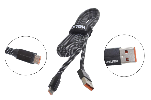 18927 Кабель Walker C755 USB- microUSB, черный