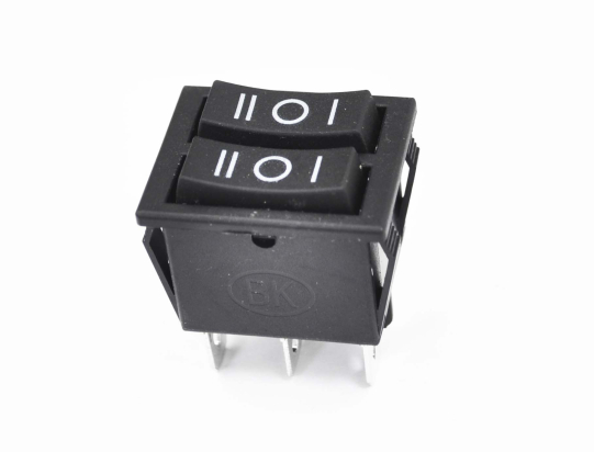 Переключатель RS-2103-1C On-Off-On + On-Off-On черный 250V 16A (3c+3c) (двойной)