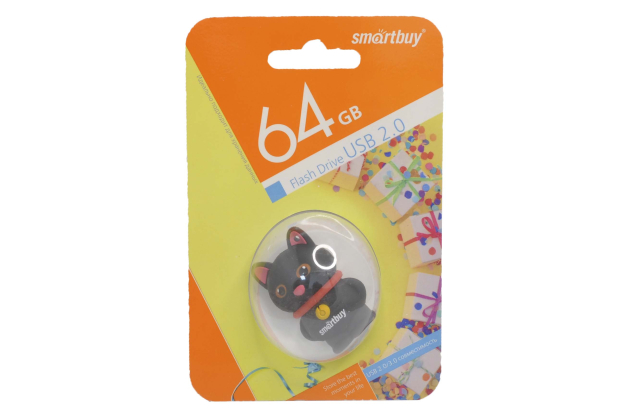 Флэш 64Gb USB2.0 Smart Buy  Котенок черный