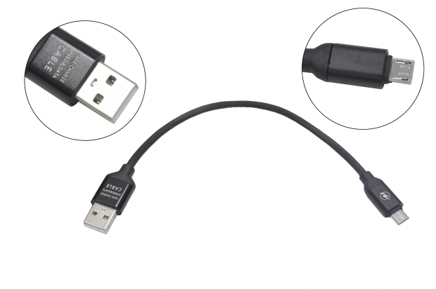 16508 Кабель USB - microUSB (0.2м) рифленный, черный