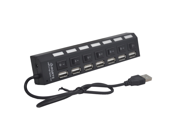 USB Hub HI-Speed, 7 портов, черный