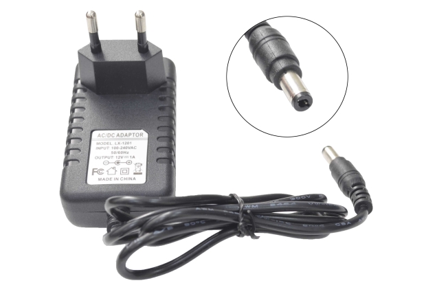 Блок питания 220V/12V  1.0A LX-1201 (5.5x2.5) импульсный (адаптер)
