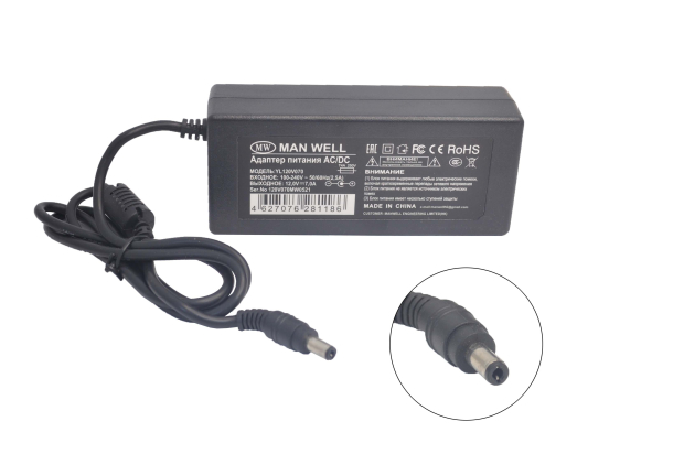 Блок питания 220V/12V  7.0A Manwell YL120V070 (5.5x2.5) импульсный (адаптер) без сетевого шнура