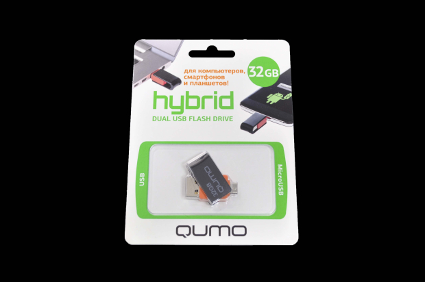 19474 Флэш Qumo 32GB Hubrid c двумя коннекторами
