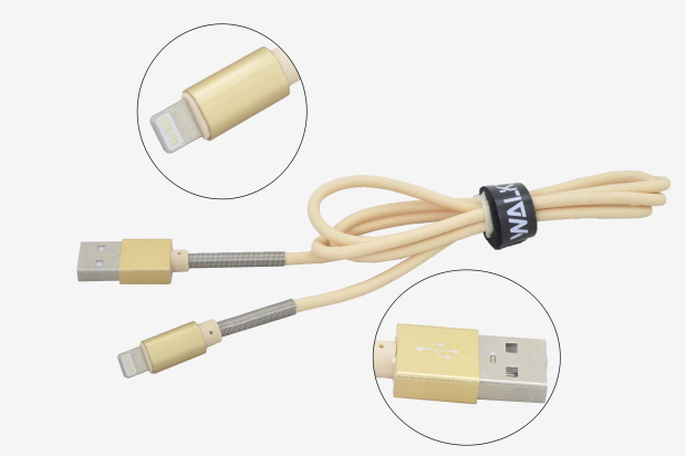 13182 Кабель Walker C720 для iPhone, с пружинами, золото