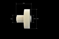 Шестерня c металлической вставкой для мясорубки Vitek/Panasonic/Polaris/Moulinex, Д-45/17мм, зубья 54/16шт. (Косой/прямой)