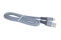 16763 Кабель Walker C750 для micro USB, в матерчатой обмотке, метал., плоский серый