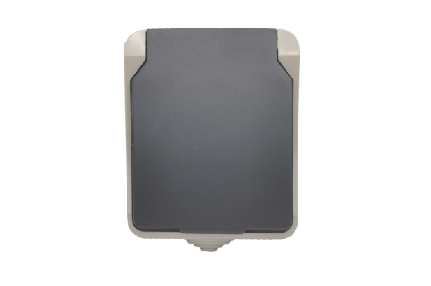 332213 Розетка Прогресс Aqua о/у  IP54 1вх. с/з з/к серо-черная