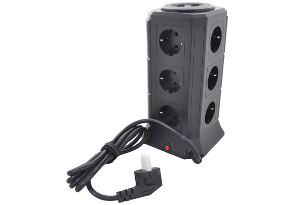 30556 Сетевой фильтр Qumo Power Tower Pro 12SP5U 12 розеток+5USB 2,0м