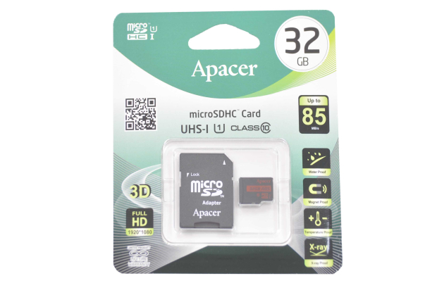 60684 Карта памяти microSDHC 32Gb Apacer Class 10 (с адаптером) UHS-I U1