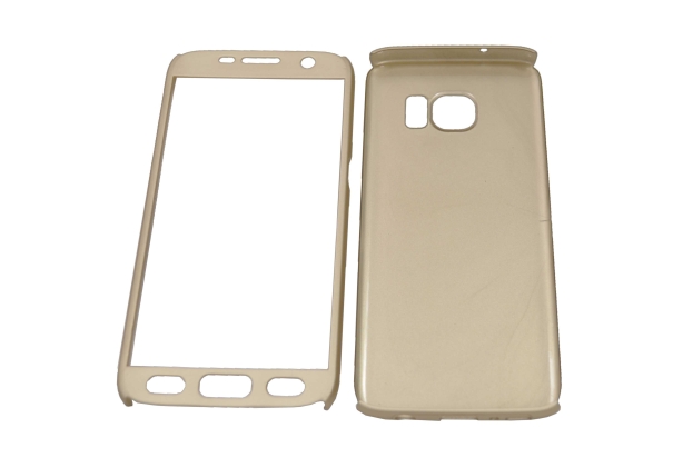 Чехол + стекло Samsung Galaxy S7 (золото) 00-057