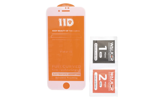 15136 Стекло Walker для iPhone 7/8, "5D/11D", белое