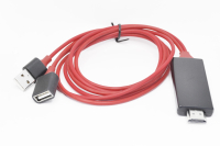 21157 Кабель HDMI универсальный 1м с питанием через USB, красный