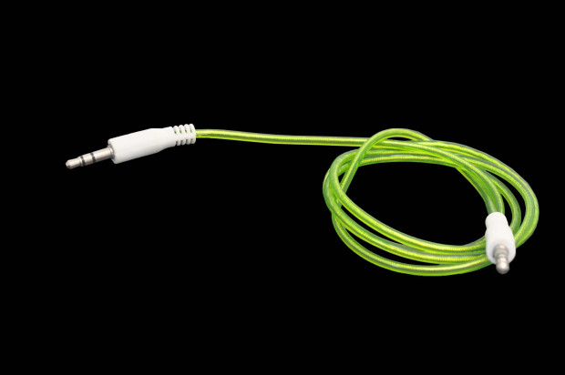 Кабель AUX аудио 3,5мм A-A силиконовый 1m, зеленый