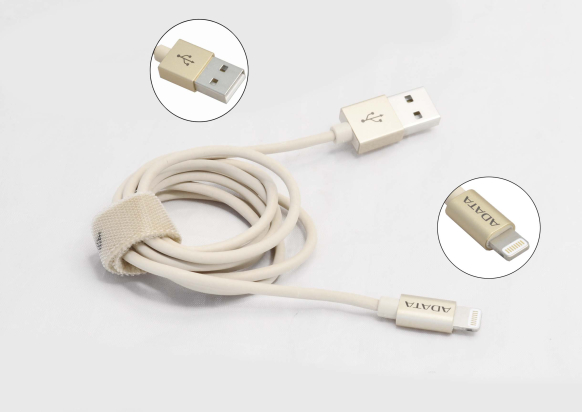 22063 Кабель A-DATA MFI USB- для Apple 8pin метал.коннектор, в оплетке 1.0м золотой