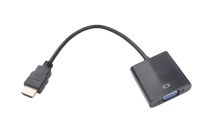 Переходник-адаптер HDMI "шт" - VGA "гн" с кабелем 0.15м черный (HDMI to VGA) H-118 (A1572)