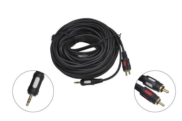 Шнур 3.5mm "шт" стерео - 2 x RCA "шт" пластик gold 10.0м 5-134-10.0