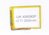 00-00016011 Аккумулятор 3.7V 3000mAh 4.0x60x80mm универсальный с проводками