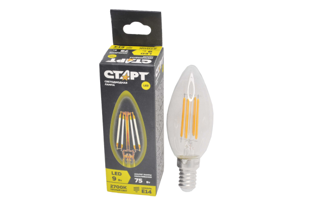 Лампа светодиодная Старт F-Candle 9W-E14-2700K