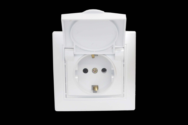 1-203-06 Intro Розетка 2P+E Schuko с крышкой, 16А-250В, IP20, СУ, Plano, перламутр