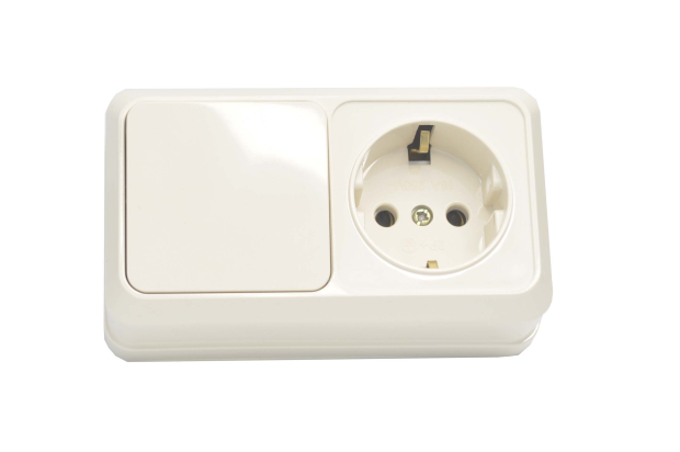 2-701-02 Intro Блок розетка+выключатель, 10А, 250В, IP20, о/у, Quadro, сл. кость