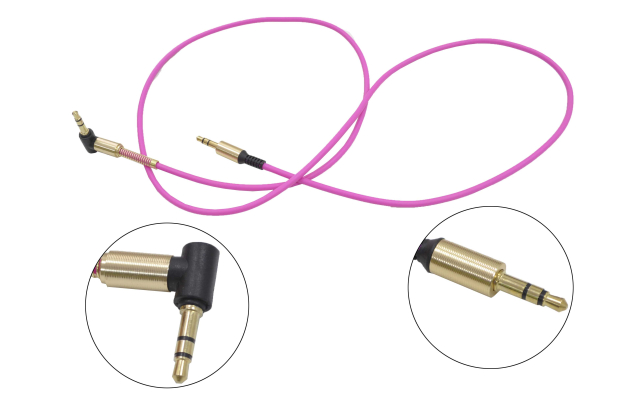 Шнур 3.5mm "шт" стерео - 3.5mm "шт" стерео 1.0м угловой розовый gold 5-232L-RD-1.0