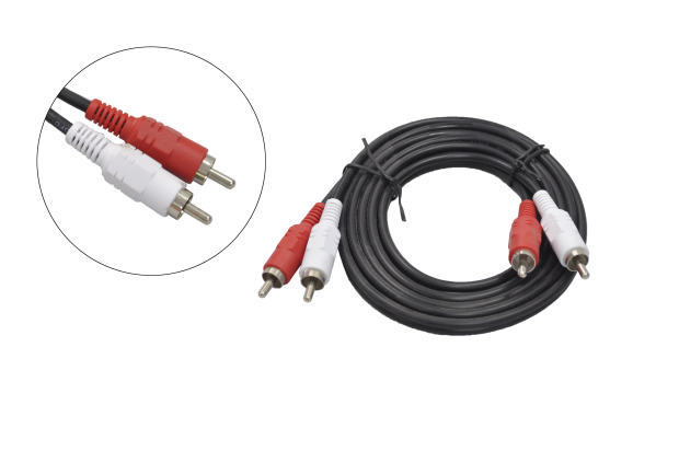 Шнур 2RCA "шт" - 2RCA "шт" черный 1.5м "Perfeo" R3002