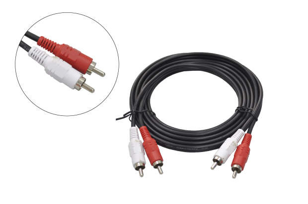 Шнур 2RCA "шт" - 2RCA "шт" черный 2.0м "Perfeo" R3003