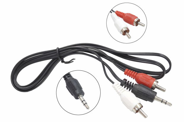 Шнур 3.5mm "шт" стерео - 2 x RCA "шт" 0.9м черный (SIM)