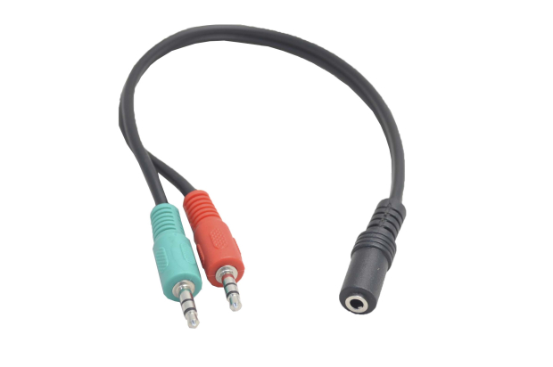 Переходник 3.5mm "гн" 4C - 2x3.5mm "шт" MIC/AUDIO черный 0.3м 5-038-6A