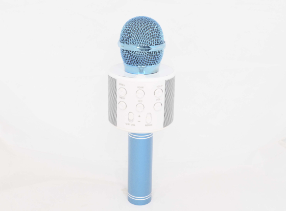 17185 Микрофон-колонка WS-858 Bluetooth+FM+SD micro+USB+AUX синяя