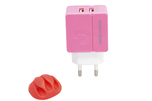 Сетевое зарядное устройство More choice NC46 2USB 2.4A pink