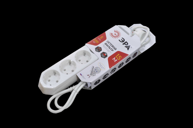 Сетевой фильтр Эра 220V 5 евророзеток 1,5м (белый) USF-5es-1.5m-W
