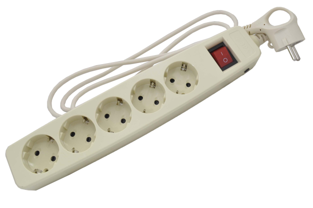 Сетевой фильтр Эра 220V 5 евророзеток 2м (сл. кость) SF-5es-2m-l